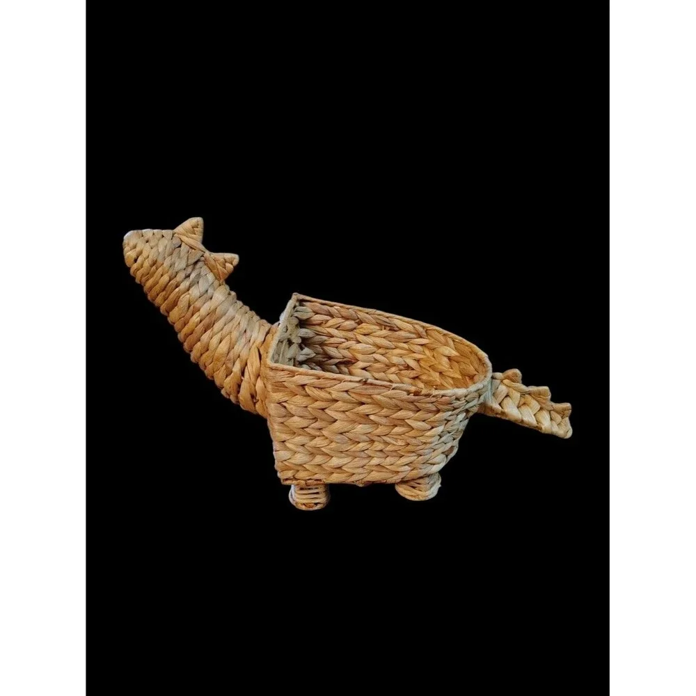 Dinosaur Rattan Wicker Plant Fruit Storage Decorative Planter